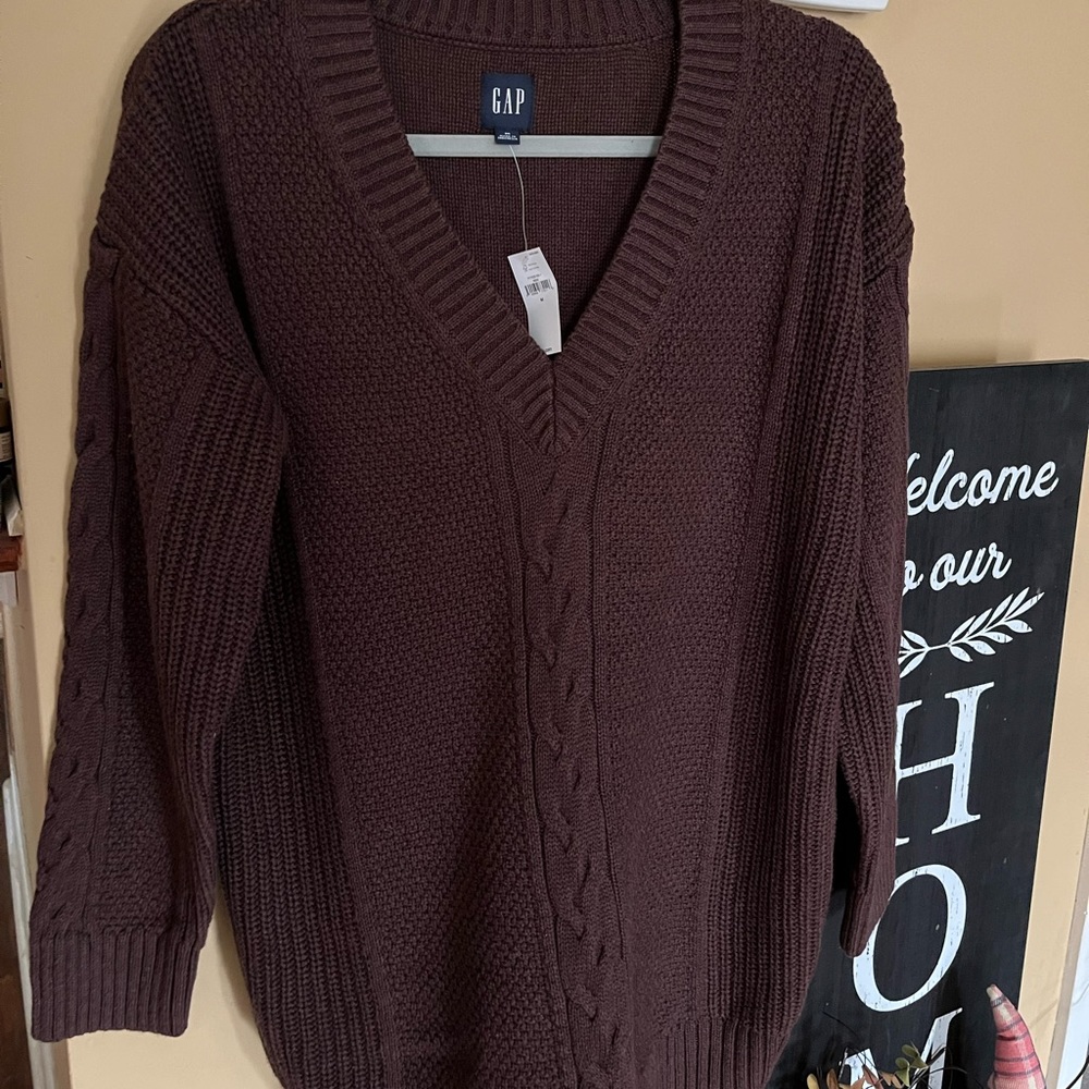 Gap Chocolate Brown Knitted V Neck Sweater